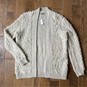NWT Aerie Knit Cardigan, Large. Comfy loop-knit wool-blend open Tan cardigan.